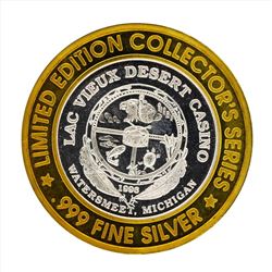 .999 Silver Lac Vieux Desert Casino $10 Casino Gaming Token Limited Edition