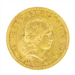 1887 Argentina 5 Pesos Gold Coin