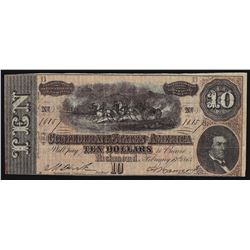 1864 $10 The Confederate States of America Note