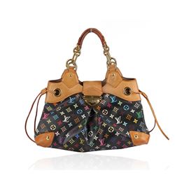 Authentic Louis Vuitton Black Multicolor Monogram Ursula Bag