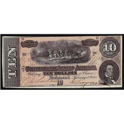 1864 $10 The Confederate States of America Note