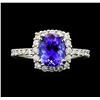 Image 1 : 14KT White Gold 2.10ct Tanzanite and Diamond Ring