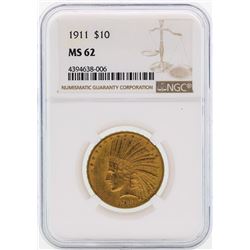 1911 $10 Indian Head Eagle Gold Coin NGC MS62