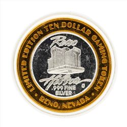 .999 Silver Reno Hilton $10 Casino Gaming Token Limited Edition