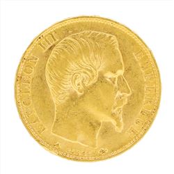 1860 Belgium 20 Francs Gold Coin
