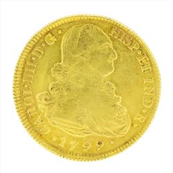 1799 Spain Carlos IV Monarchi Gold Coin