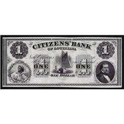 1800s $1 Citizens Bank of Louisiana Obsolete Bank Note