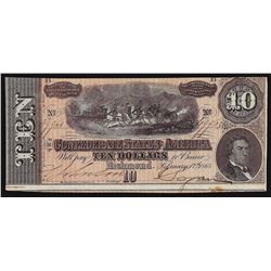 1864 $10 The Confederate States of America Note