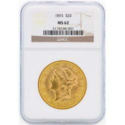1893 $20 Liberty Head Double Eagle Gold Coin NGC MS62