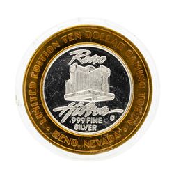 .999 Silver Reno Hilton $10 Casino Gaming Token Limited Edition