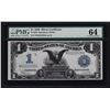 Image 1 : 1899 $1 Black Eagle Silver Certificate Note PMG CU64