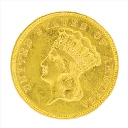 1857 $3 Indian Princess Head Gold Coin