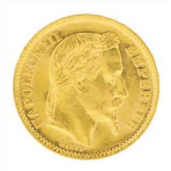 1865 Napoleon III 20 Francs Gold Coin