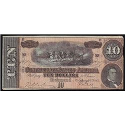 1864 $10 Confederate States of America Note