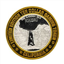 .999 Silver The Garden Isle Kauai $10 Casino Gaming Token Limited Edition