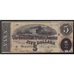 1864 $5 Confederate States of America Note