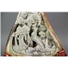 Image 2 : Hetian Green Jade Carved Boulder with Wood Stand