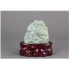 Image 1 : Chinese Green Jade Carved Boulder with Stand