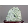 Image 2 : Chinese Green Jade Carved Boulder with Stand