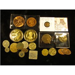 (20) items in this lot, Medals, Tokens, and etc. Includes a Good Conduct medal, a Lincoln Medal, and