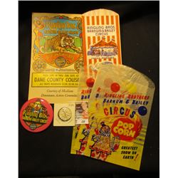 (5) Mint Peanut bags labeled "Ringling Bros. Barnum & Bailey Circus Fresh Roasted Jumbo Peanuts"; la