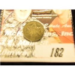 1860 P U.S. Three Cent Silver, Superb original toned EF.