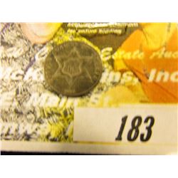 1861 P U.S. Three Cent Silver, Superb original toned EF.