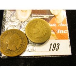 1859 Copper-nickel & 1864 Bronze Indian Head Cents, Good.