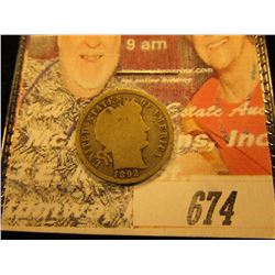 1892 Barber Dime. G