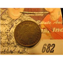 1898 Barber Dime. VF.