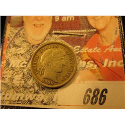 1900 S Barber Dime. VF+