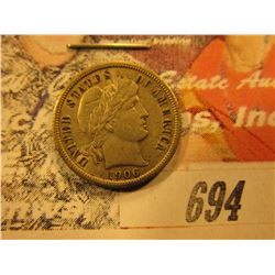 1906 Barber Dime. EF.