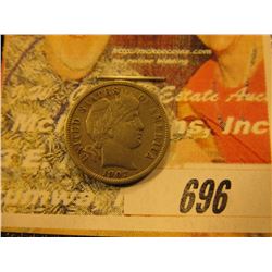 1907 Barber Dime. VF.