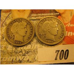 1908 D VF & 1909 F Barber Dimes.