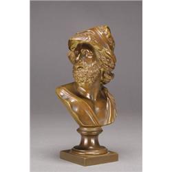 19th Century School, BUST OF ALEXANDER THE GREAT, a bronze study on a socle and square base; me...