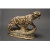 Image 1 : ALABASTER STUDY OF A TIGER, with glass inset eyes, striding forward on a rocky, outcrop , l. 23...