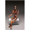 Image 1 : CARVED WOOD ARTIST'S MANIKIN, with featureless head, articulated neck, torso and limbs secured by...