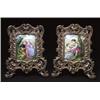 Image 1 : PAIR OF LIMOGES ENAMEL PLAQUES, each painted in colours by CSK, signed, with a courting couple in...