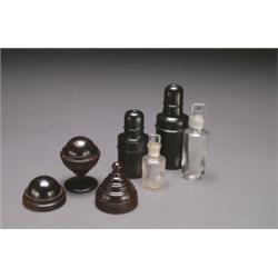 TWO TURNED EBONY, TRAVELLING BOTTLE CASES AND A LIGNUM VITAE MAGIC GAME, the cases enclosing mo...