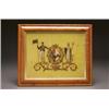 Image 1 : TWO PAINTED ARMORIAL PANELS, rendered in colours and gilt on yellow-grounds; contained in bird's...