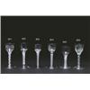 Image 1 : ENGLISH OPAQUE WHITE STEM WINE GLASS, the ogee bowl engraved with flowers and leaves on a multi-p...