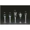 Image 1 : ENGLISH OPAQUE WHITE TWIST STEM WINE GLASS, with plain ogee bowl on a, multi-ply stem and conic...