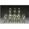 Image 1 : EIGHT GREEN GLASS, ROEMERS, each ovoid bowl supported on a hollow stem applied with crimped str...