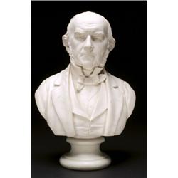 ROBINSON & LEADBEATER PARIAN BUST OF RT. HON. WE. GLADSTONE, MP, on a socle base, tiny chips,, ...