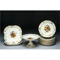 ROYAL WORCESTER, SERVICE, with moulded rims, the centres printed and painted in colours with fl...