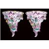 Image 1 : PAIR OF BERLIN ROCAILLE WALL BRACKETS, moulded with pink, green and gilt, scrollwork and applie...