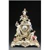 Image 1 : MEISSEN MANTEL CLOCK, the movement fronted by a white enamelled dial with Roman numerals in gilt,...