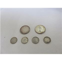 2 x Silver 50 Cent Pieces & 4 x Silver Dimes