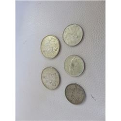 2 x Silver 50 Cent Pieces & 3 x Silver Quarters