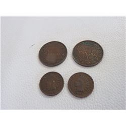US Pennies 1899 & 1903 & 2 1913 Canadian Pennies